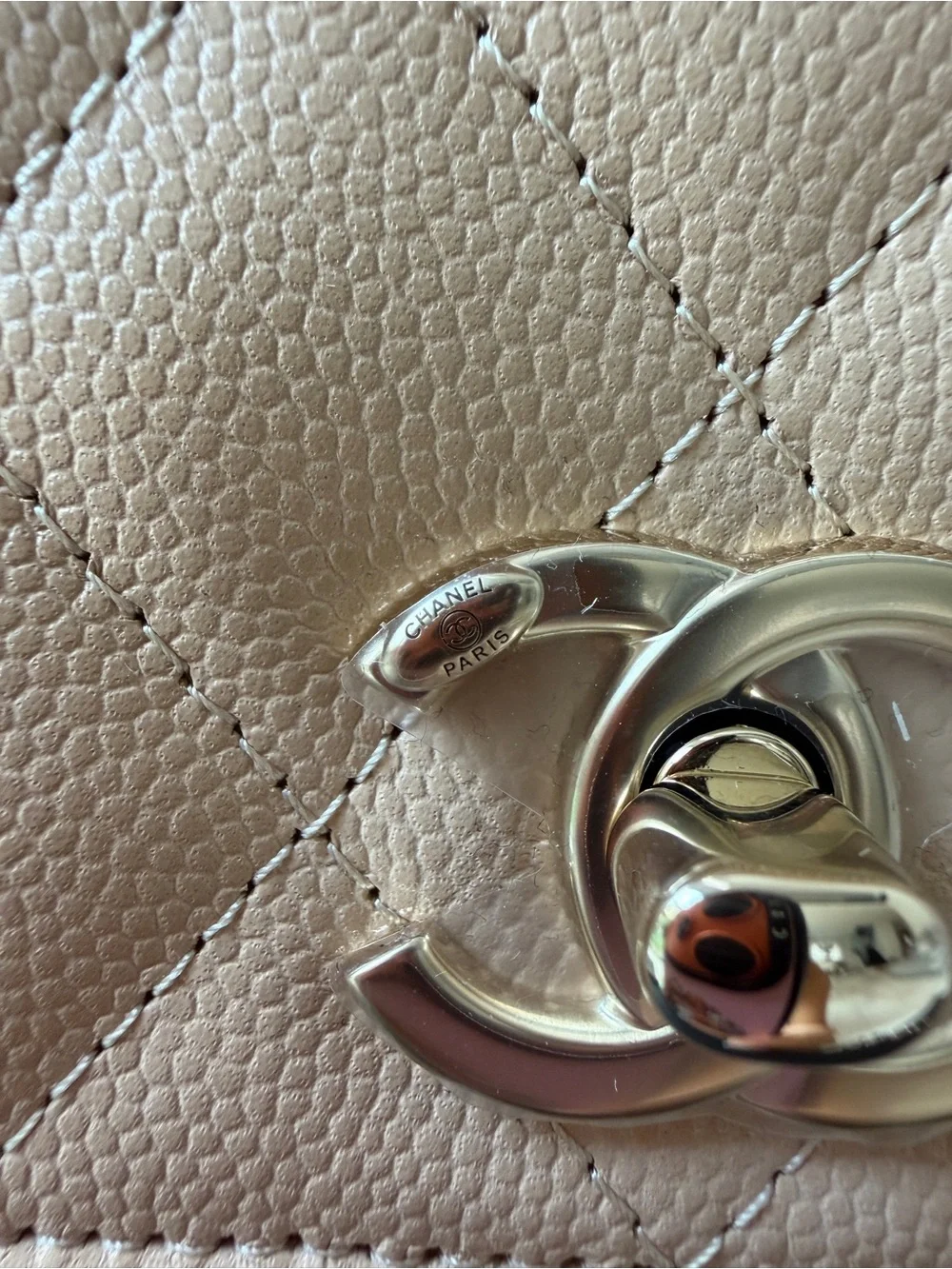 Chanel 24K AP4244 Micro Coco Handle Extra Mini Flap Beige Caviar Clutch GHW Bag